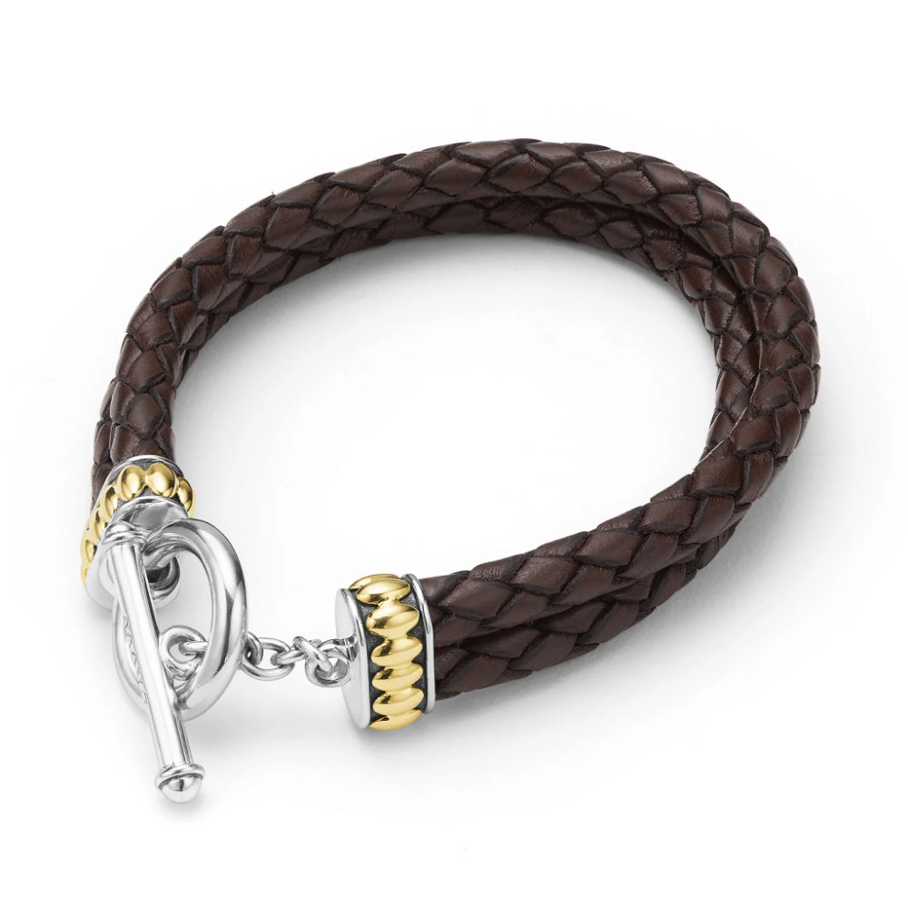 Lagos Anthem Two-Tone Brown Leather Braided Bracelet