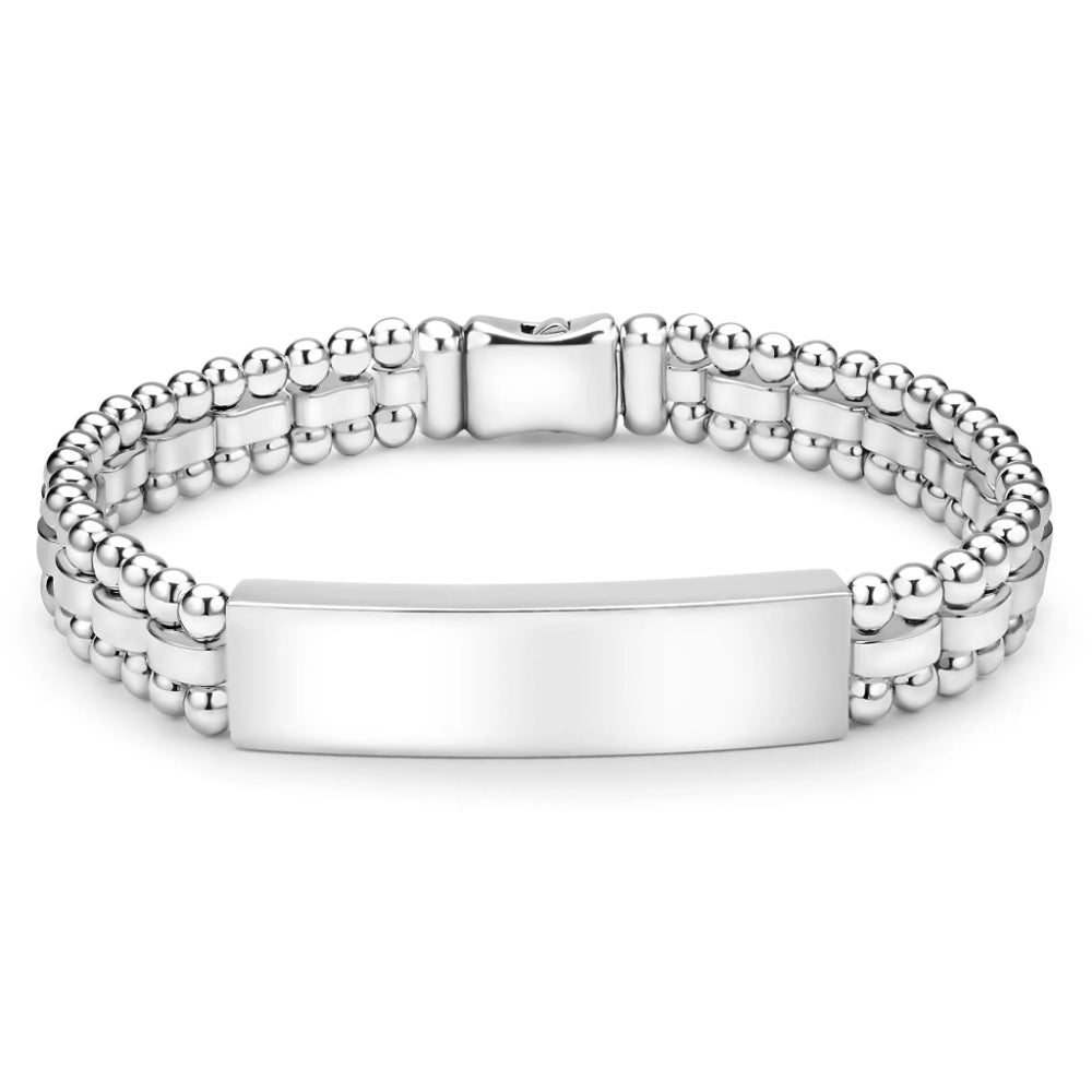 Lagos Signature Caviar Silver Engravable ID Link Bracelet