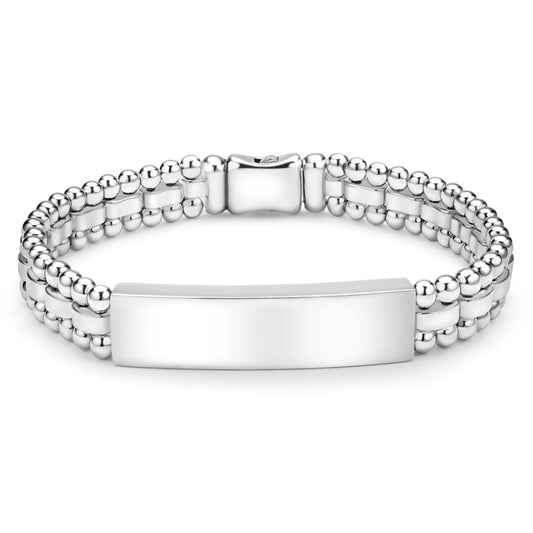 Lagos Signature Caviar Silver Engravable ID Link Bracelet