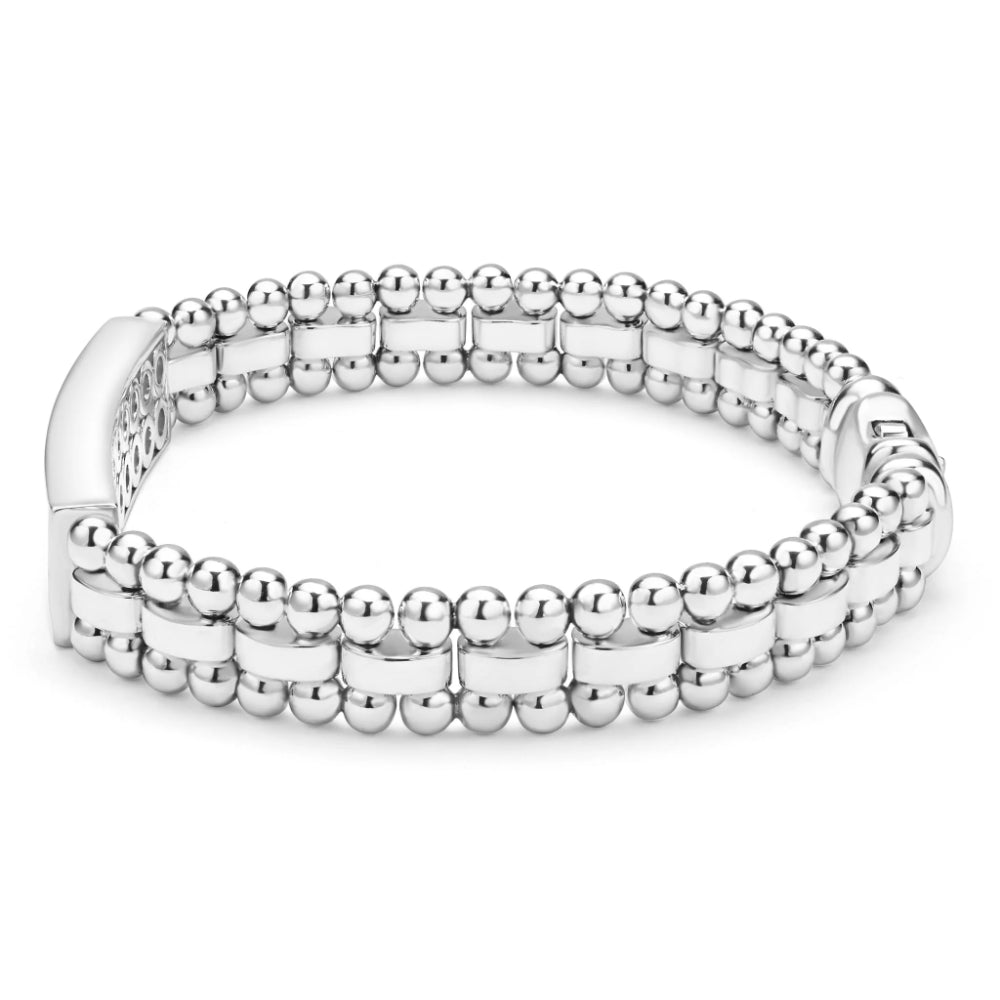 Lagos Signature Caviar Silver Engravable ID Link Bracelet