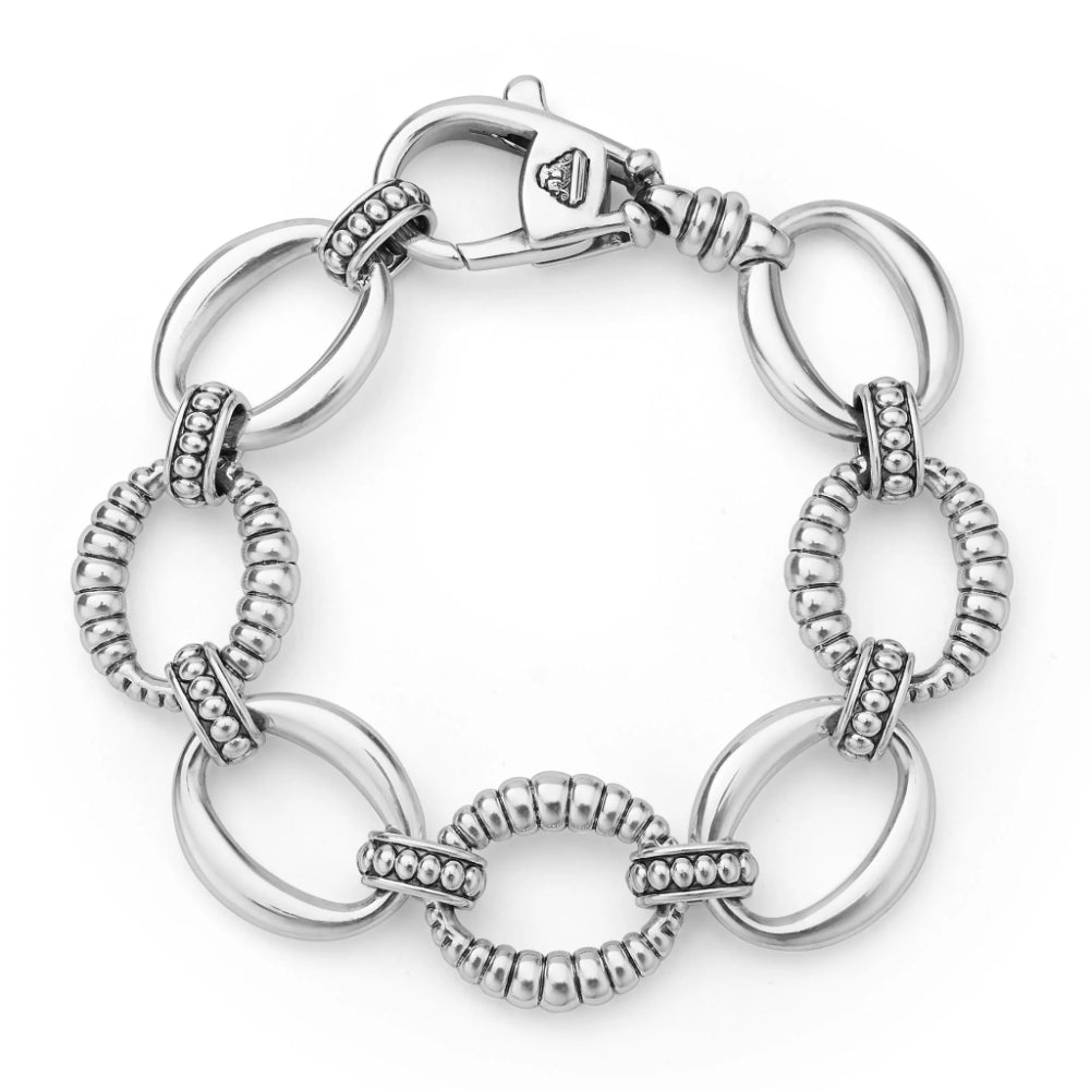 Lagos Signature Caviar Oval Fluted Link Bracelet, 19mm