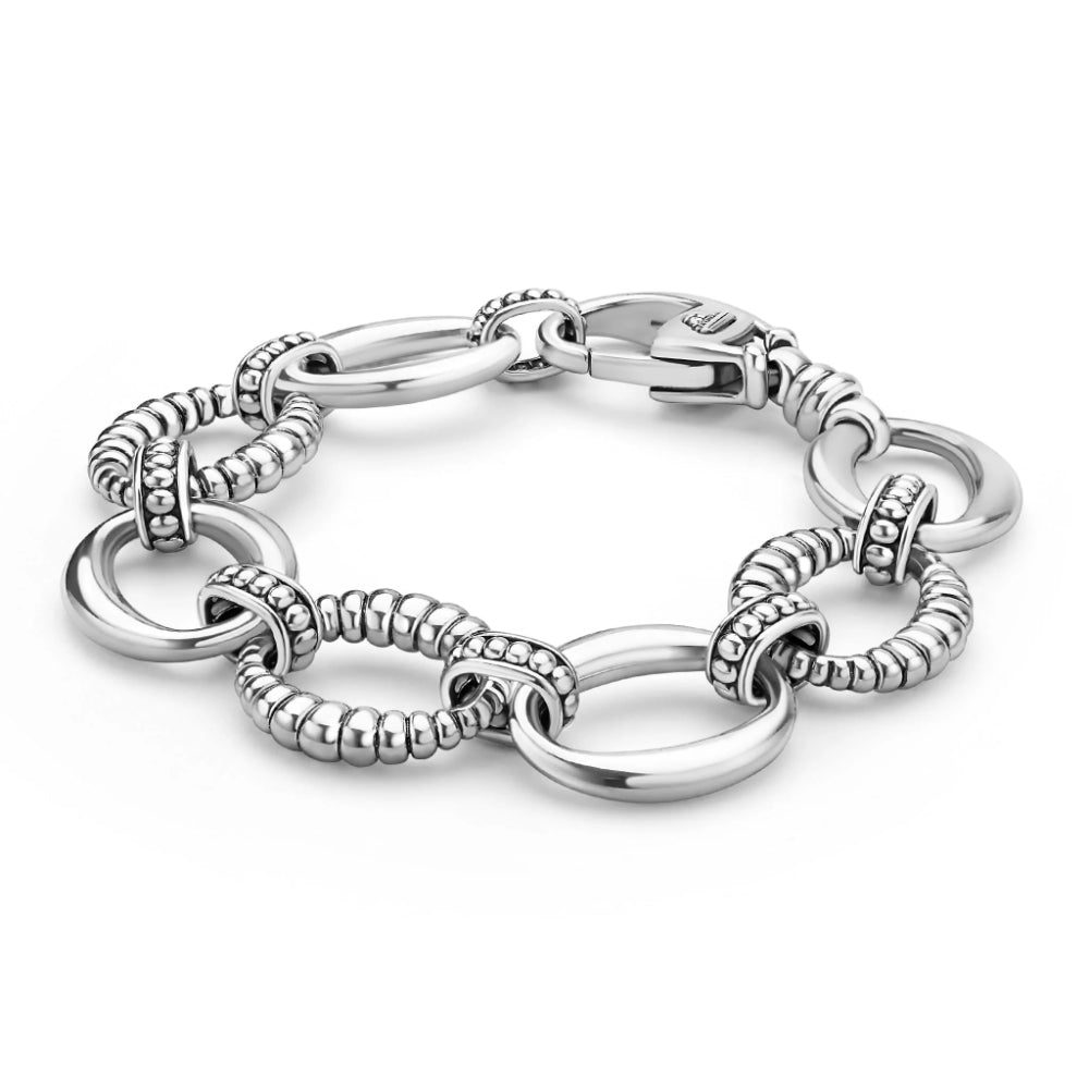 Lagos Signature Caviar Oval Fluted Link Bracelet, 19mm