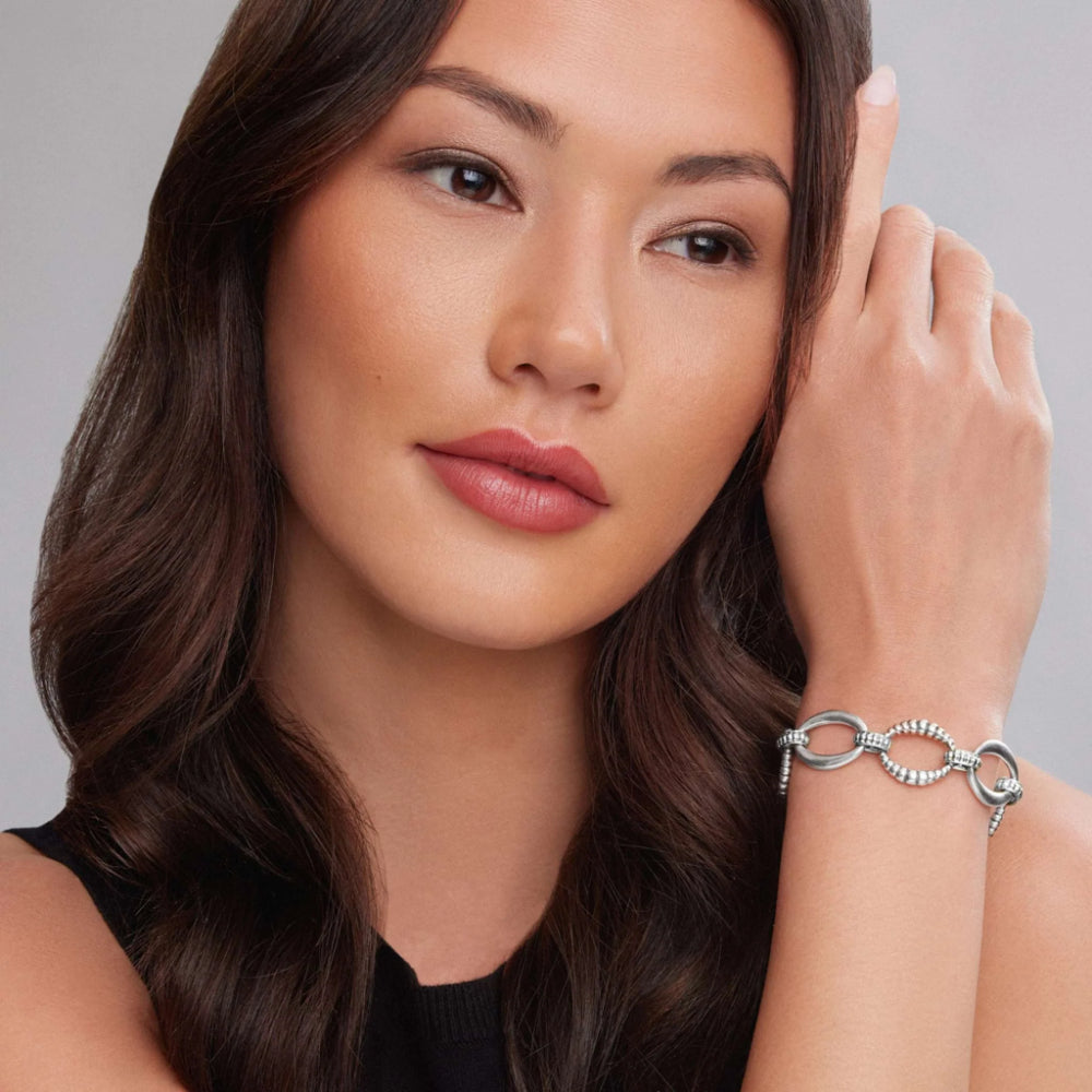Lagos Signature Caviar Oval Fluted Link Bracelet, 19mm