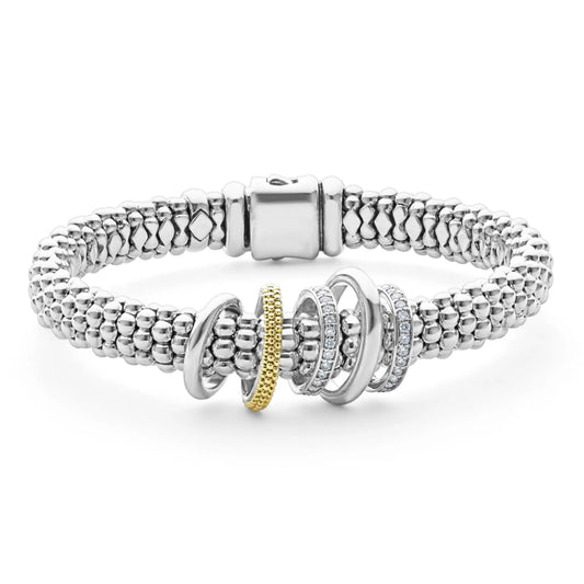 Lagos Caviar Lux Two-Tone Five Ring Diamond Bracelet