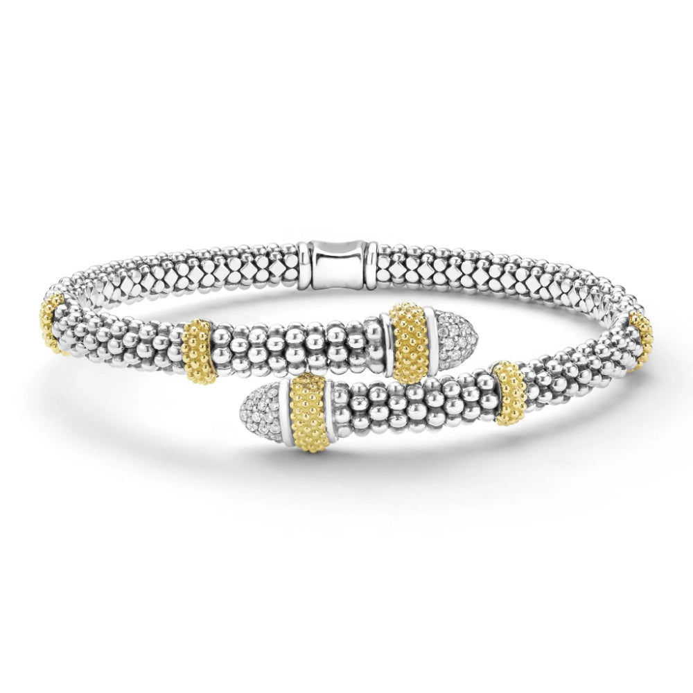 Lagos Caviar Lux Two-Tone Caviar Diamond Versa Bypass Bracelet