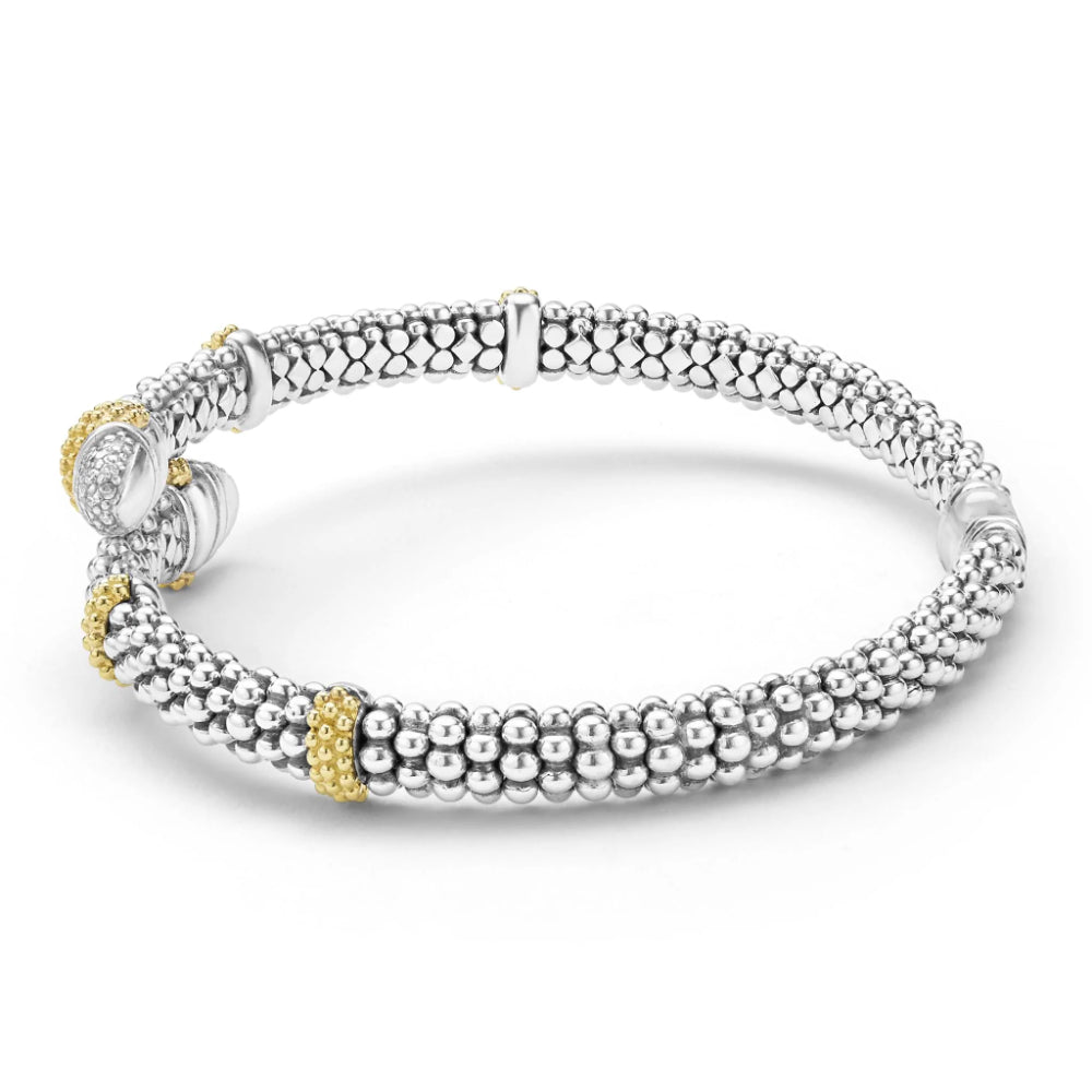 Lagos Caviar Lux Two-Tone Caviar Diamond Versa Bypass Bracelet