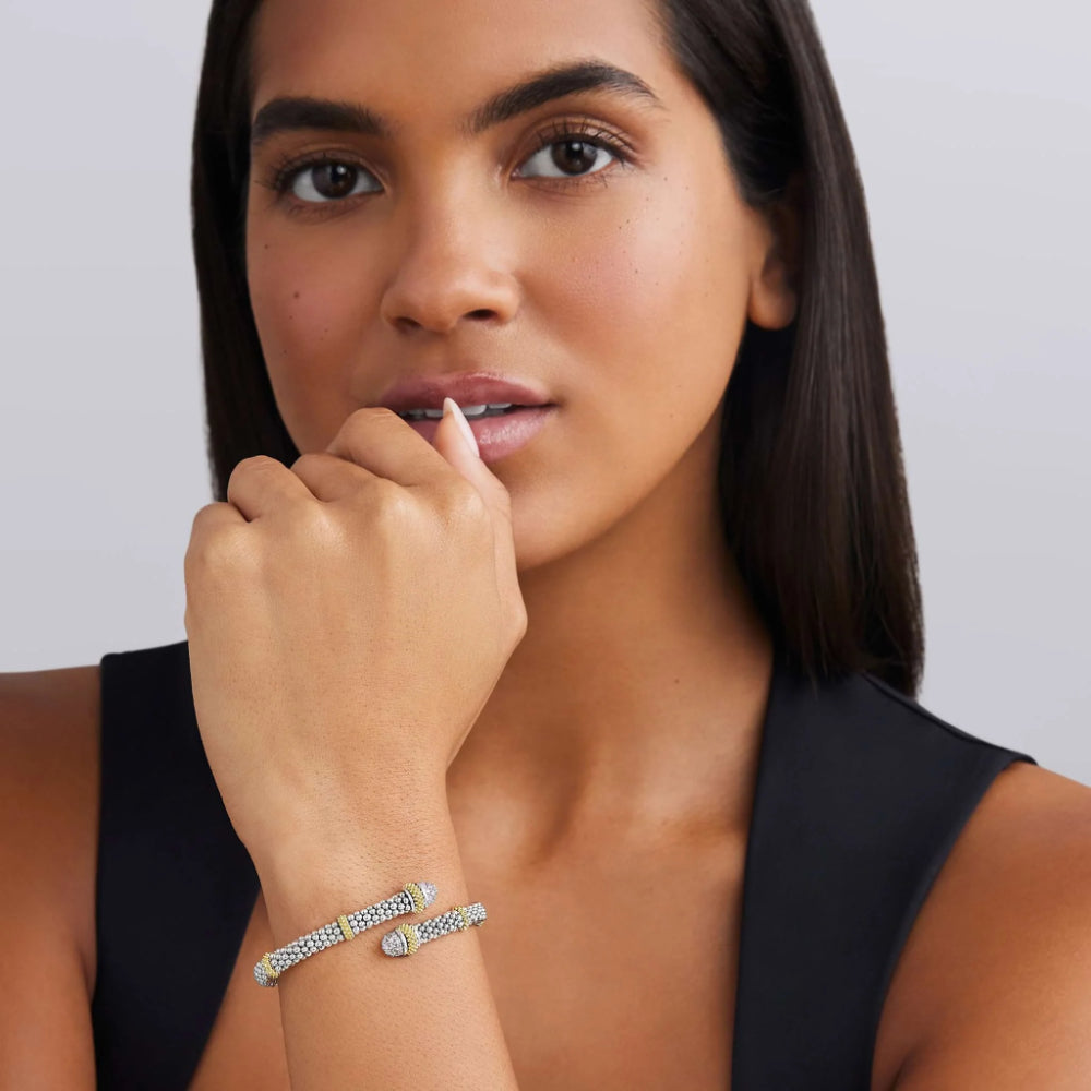 Lagos Caviar Lux Two-Tone Caviar Diamond Versa Bypass Bracelet