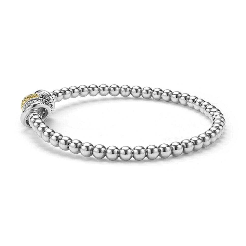 Lagos Caviar Lux Two-Tone Four Ring Diamond Stretch Bracelet