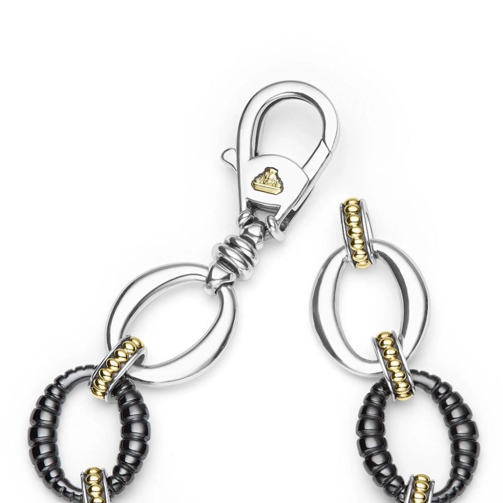 Lagos Black Caviar Two-Tone Black Ceramic Link Bracelet