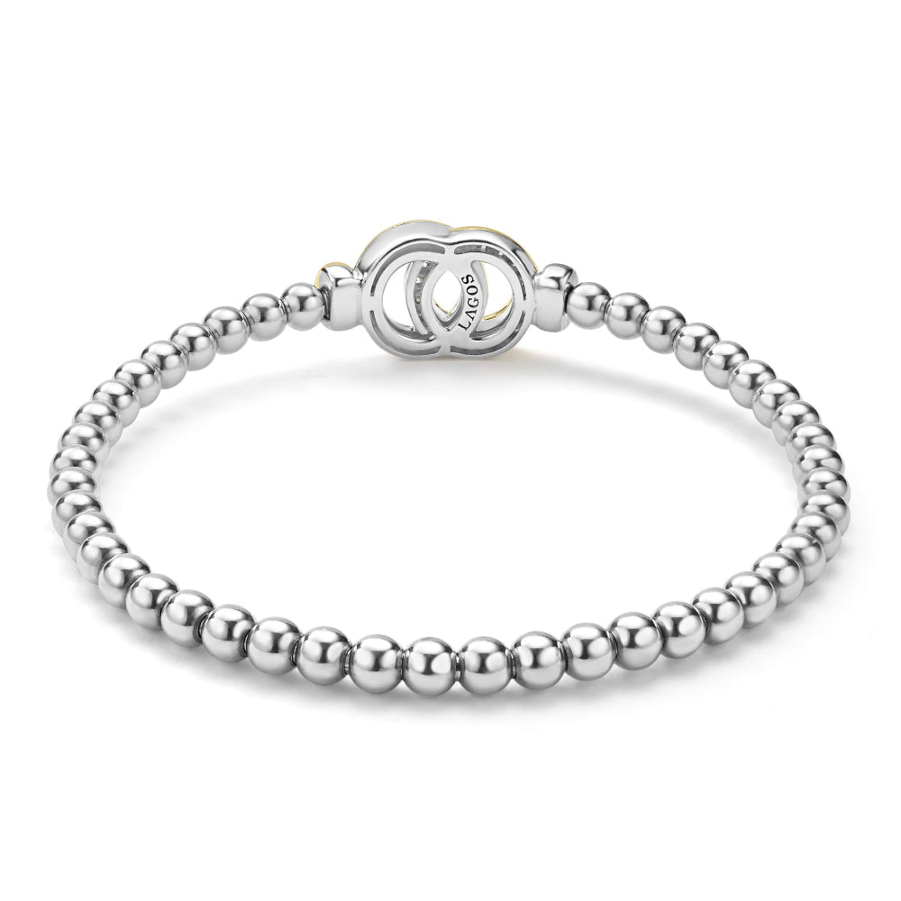 LAGOS Signature Caviar Two-Tone Interlocking Diamond Stretch Bracelet