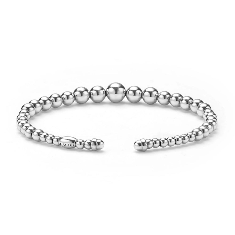 Lagos Caviar Bubbly Silver Beaded Cuff Bracelet