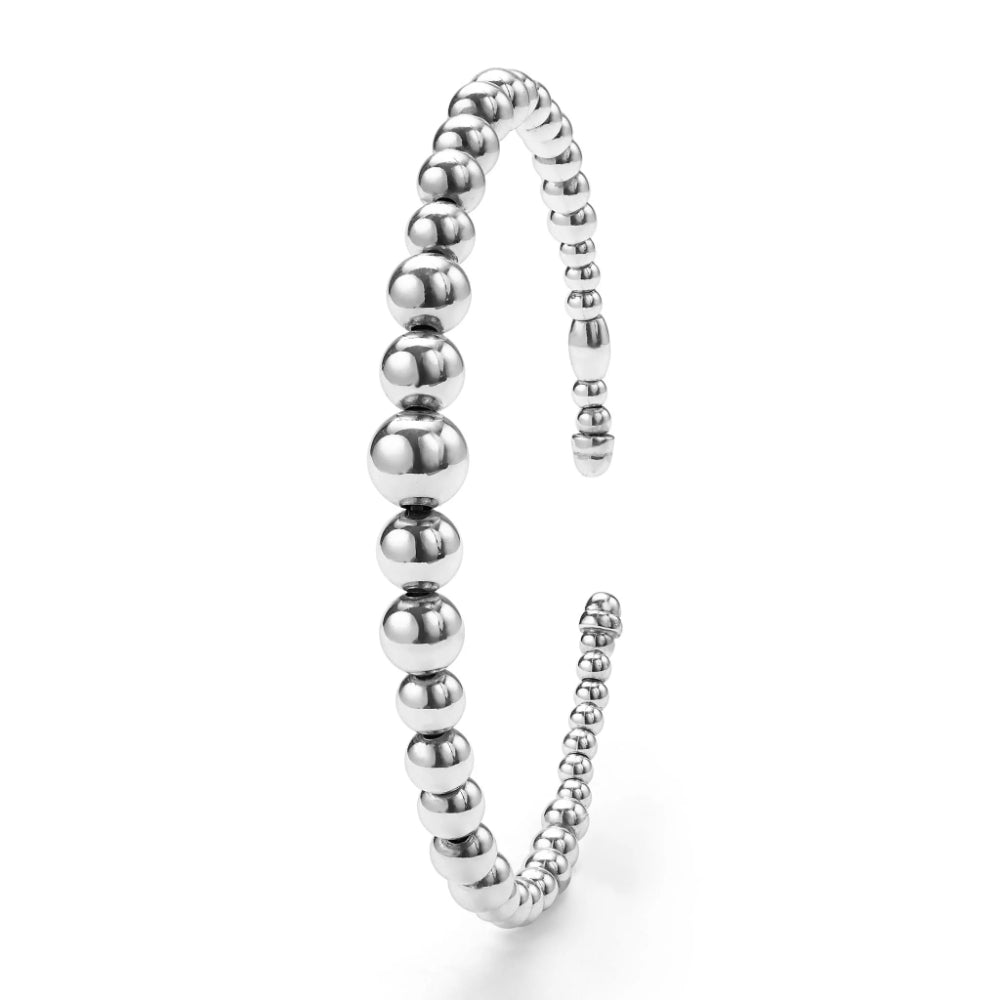 Lagos Caviar Bubbly Silver Beaded Cuff Bracelet
