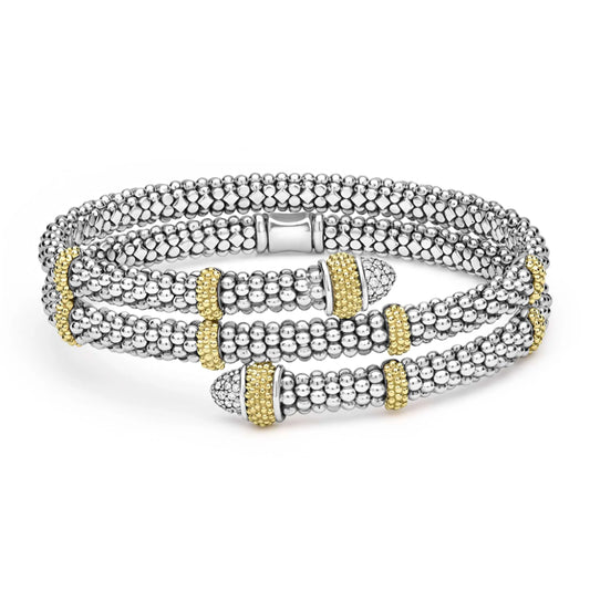 Lagos Caviar Lux Two-Tone Caviar Diamond Versa Wrap Bracelet