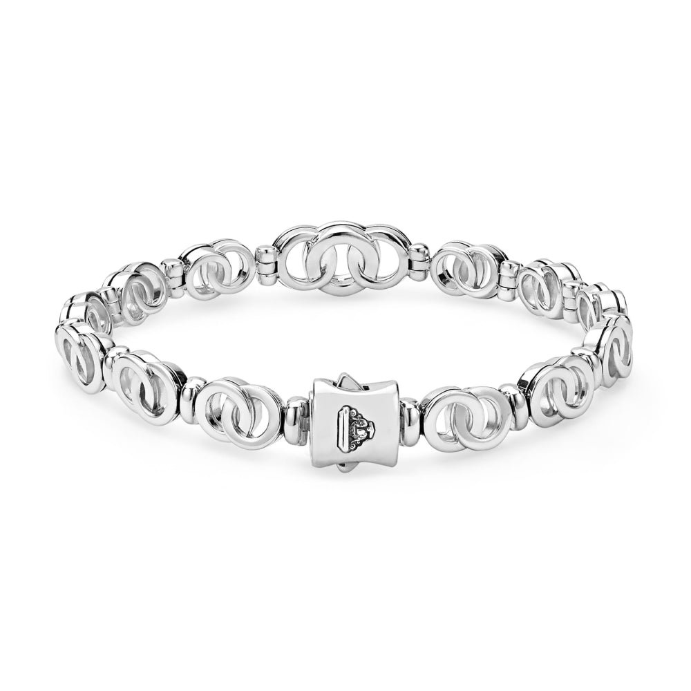 Lagos Signature Caviar Silver Interlocking Diamond Link Bracelet