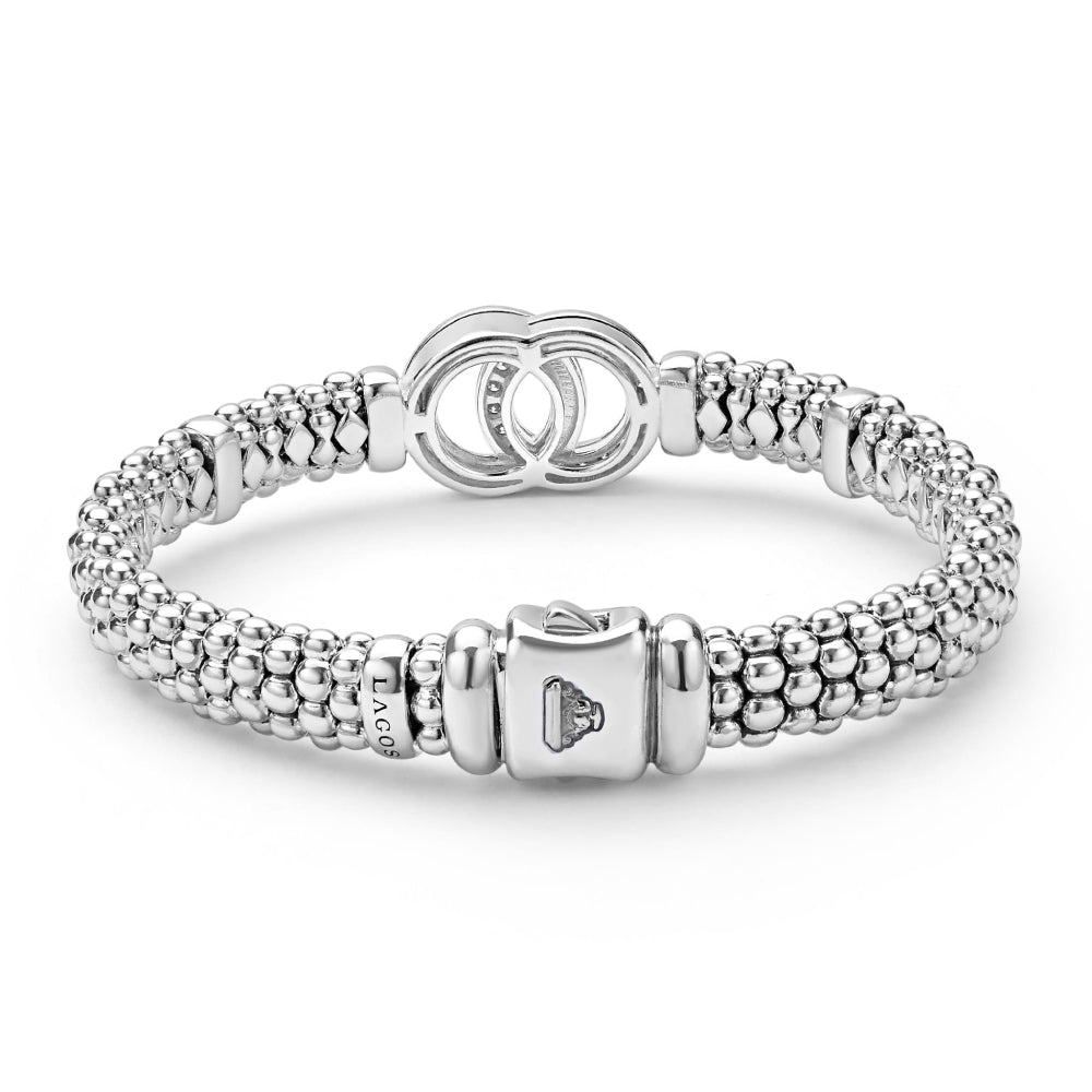 Lagos Signature Caviar Silver Interlocking Diamond Caviar Bracelet
