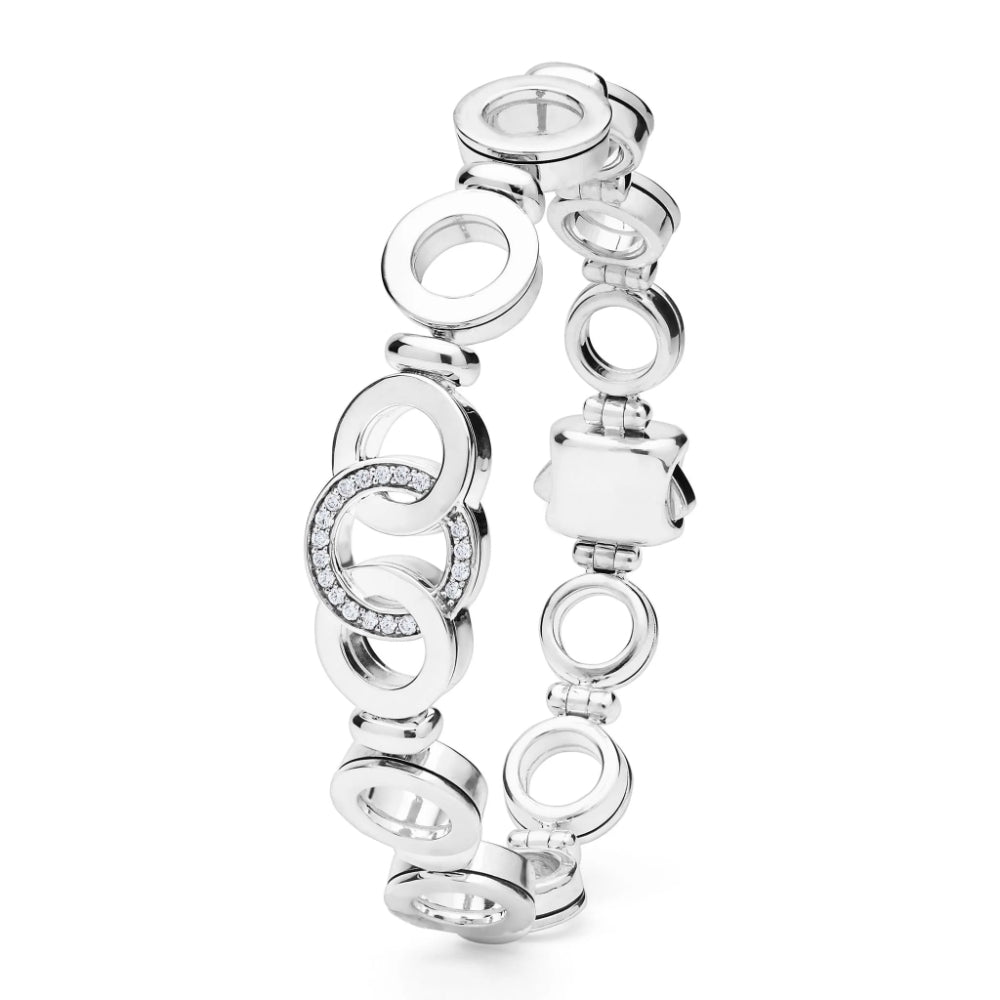 Lagos Signature Caviar Sterling Silver Interlocking Diamond Link Bracelet