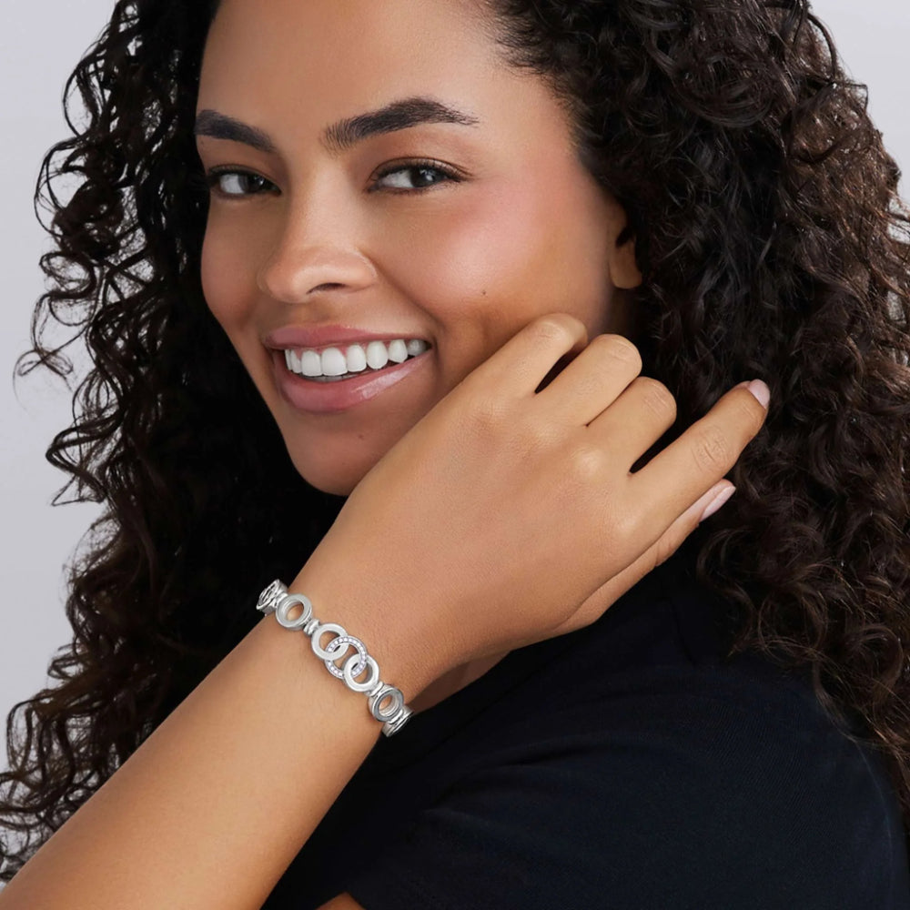 Lagos Signature Caviar Sterling Silver Interlocking Diamond Link Bracelet