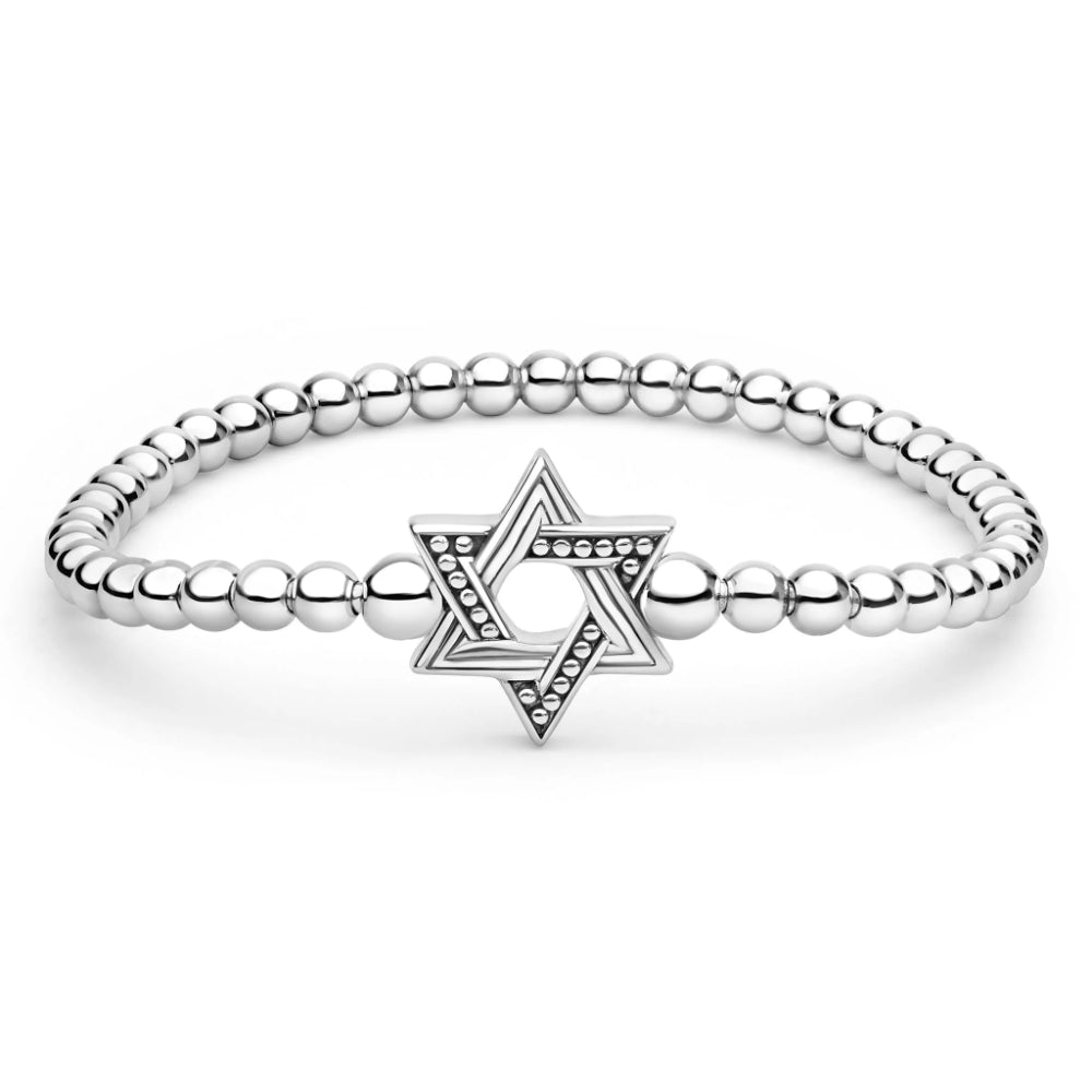 Lagos Signature Caviar Sterling Silver Star of David Stretch Bracelet