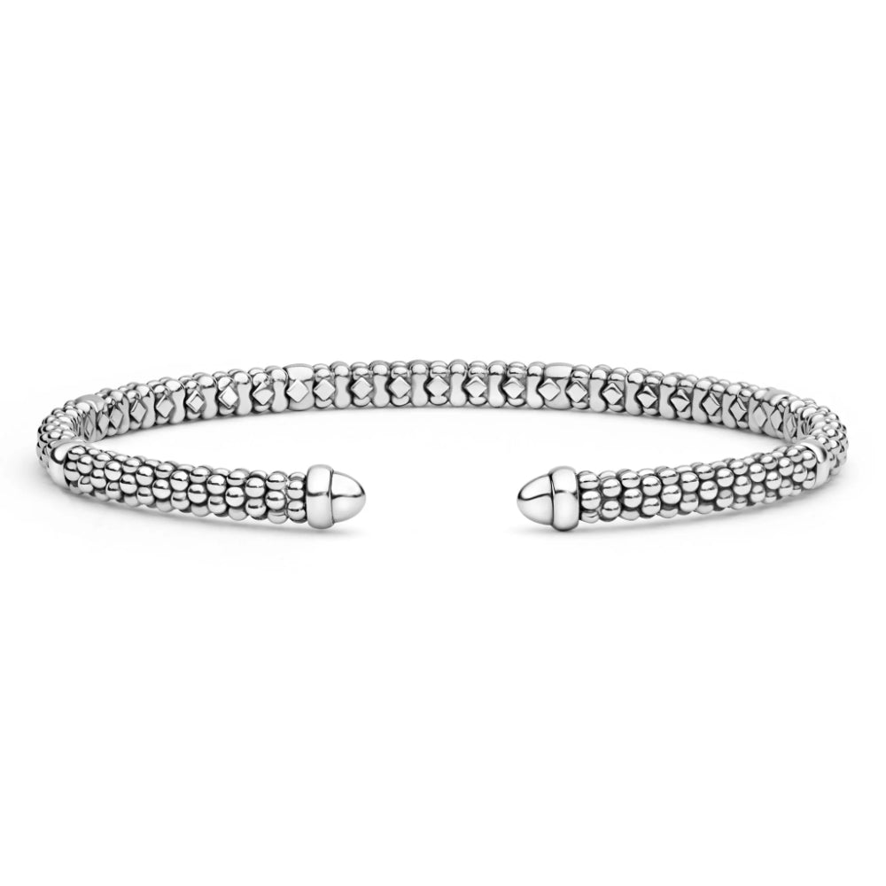 Lagos Signature Caviar Silver Caviar Beaded Mini Versa Torque Bracelet