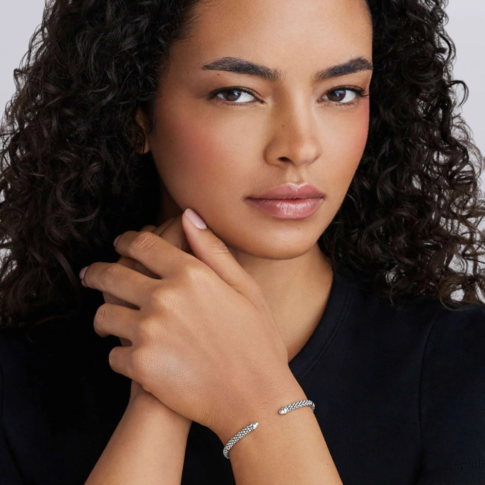 Lagos Signature Caviar Silver Caviar Beaded Mini Versa Torque Bracelet