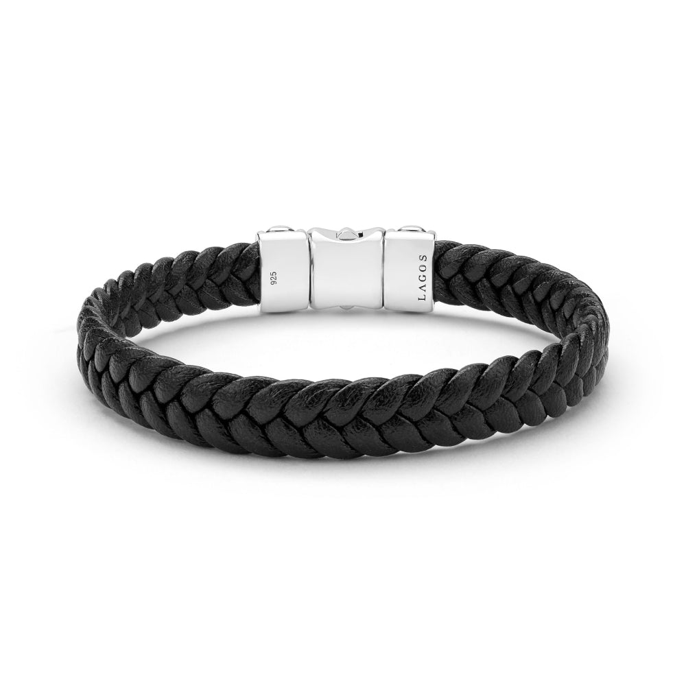 Lagos Anthem Sterling Silver Black Braided Vegan Leather Bracelet