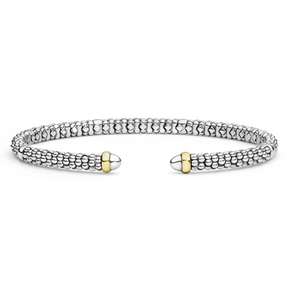 Lagos Signature Caviar Two-Tone Mini Versa Torque Bracelet, 3mm