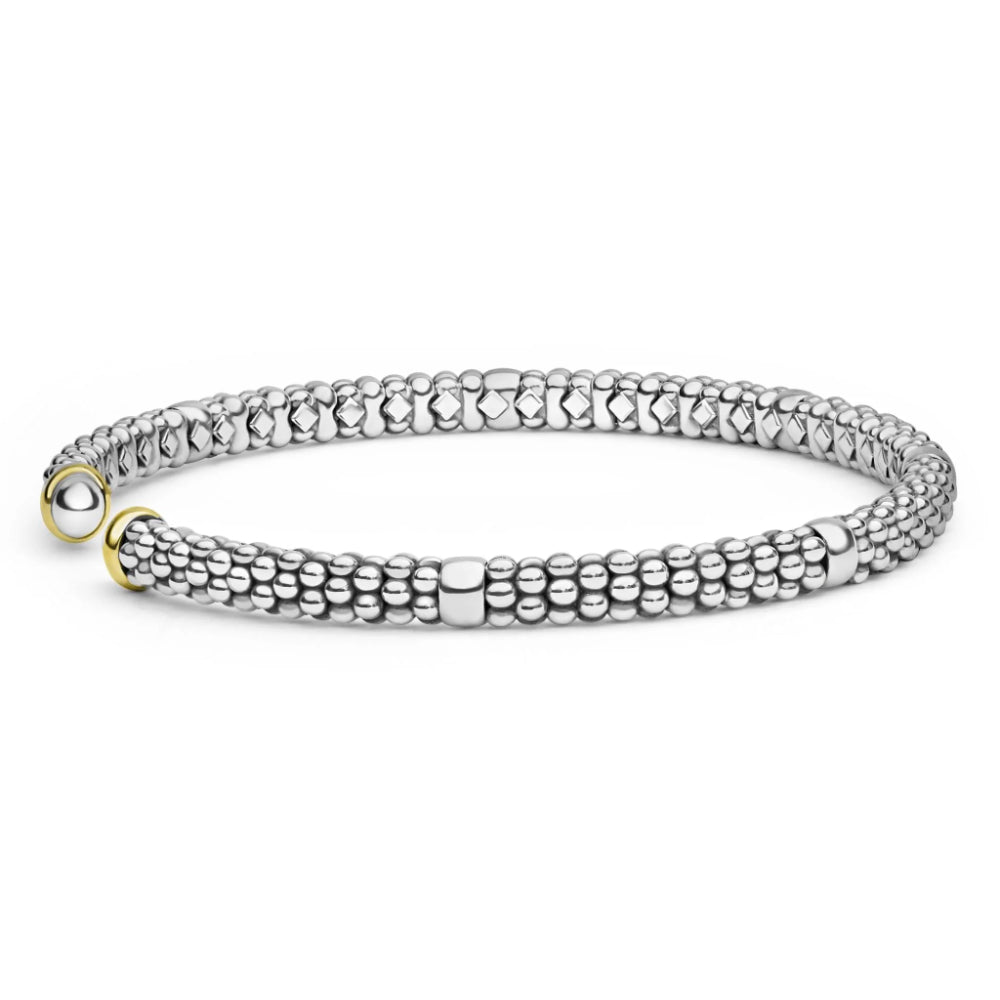 Lagos Signature Caviar Two-Tone Mini Versa Torque Bracelet, 3mm