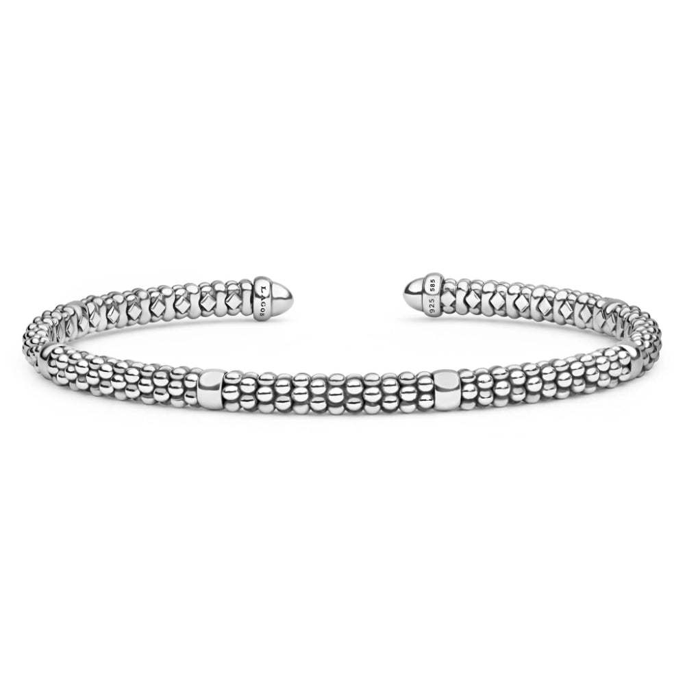 Lagos Signature Caviar Two-Tone Mini Versa Torque Bracelet, 3mm