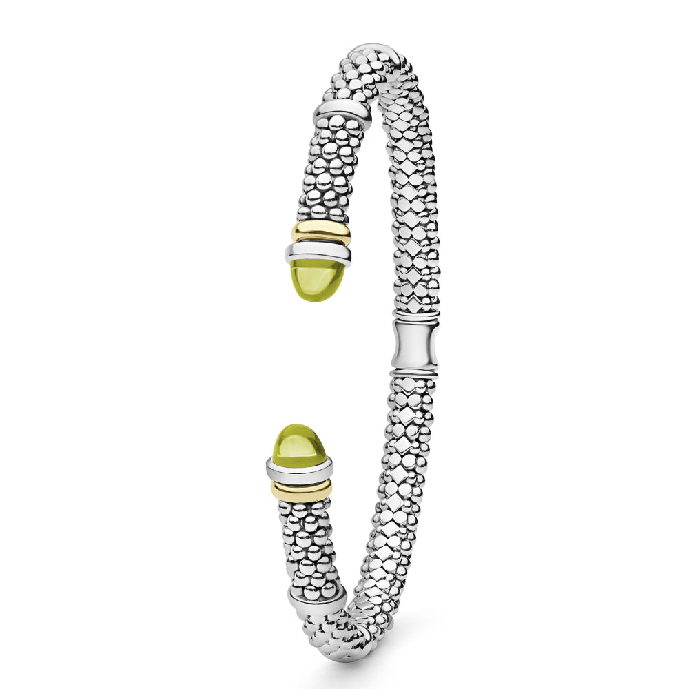 Lagos Signature Caviar Two-Tone Cabochon Gem Versa Torque Bracelet, 5mm