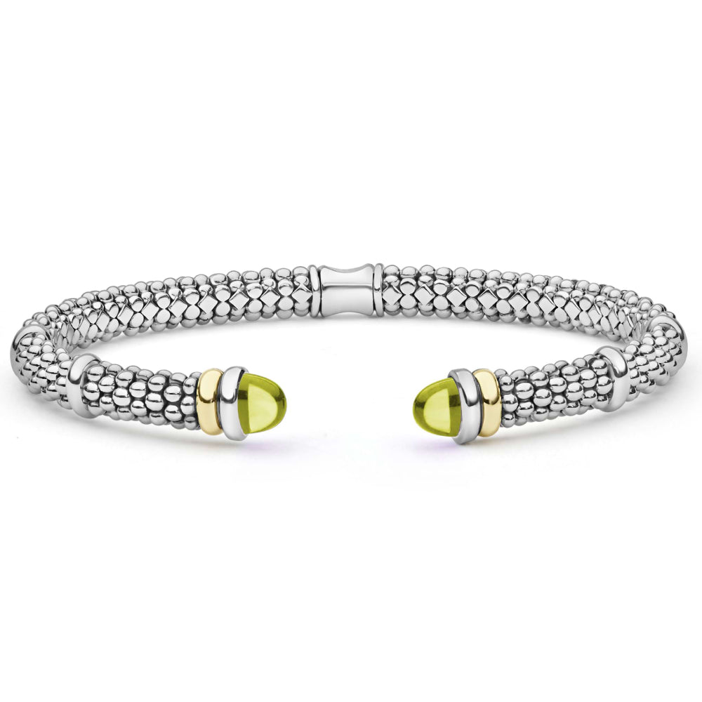 Lagos Signature Caviar Two-Tone Cabochon Gem Versa Torque Bracelet, 5mm
