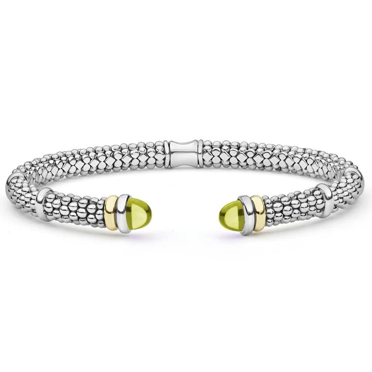 Lagos Signature Caviar Two-Tone Cabochon Gem Versa Torque Bracelet, 5mm