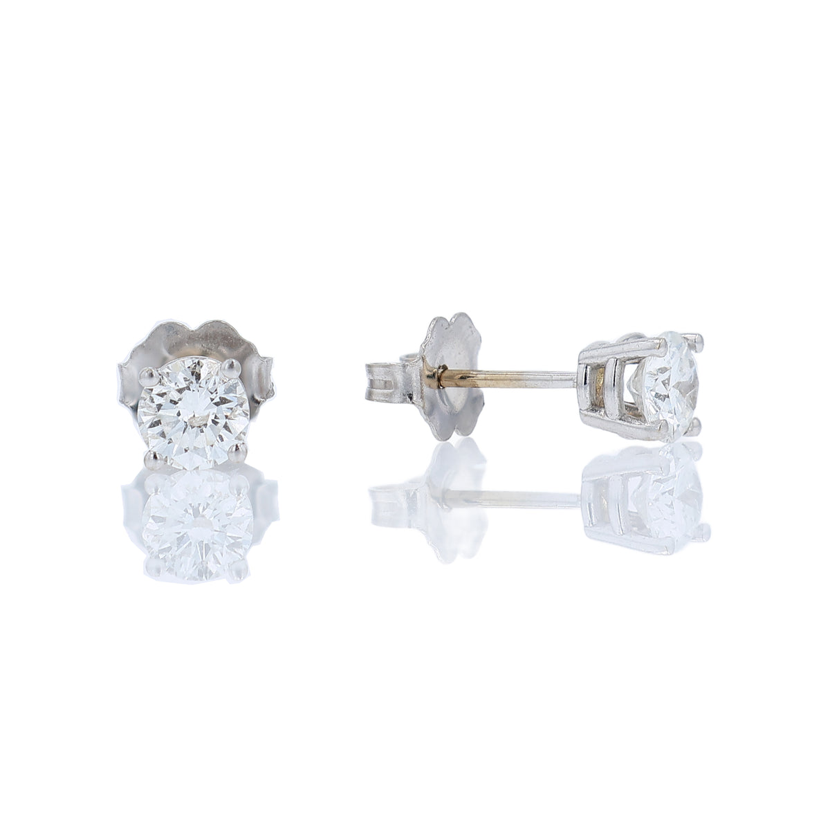 Estate 18k White Gold 0.72ct Diamond Stud Earrings