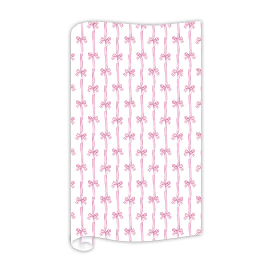 RosanneBeck Handpainted Pink Bow Stripe Wrapping Paper