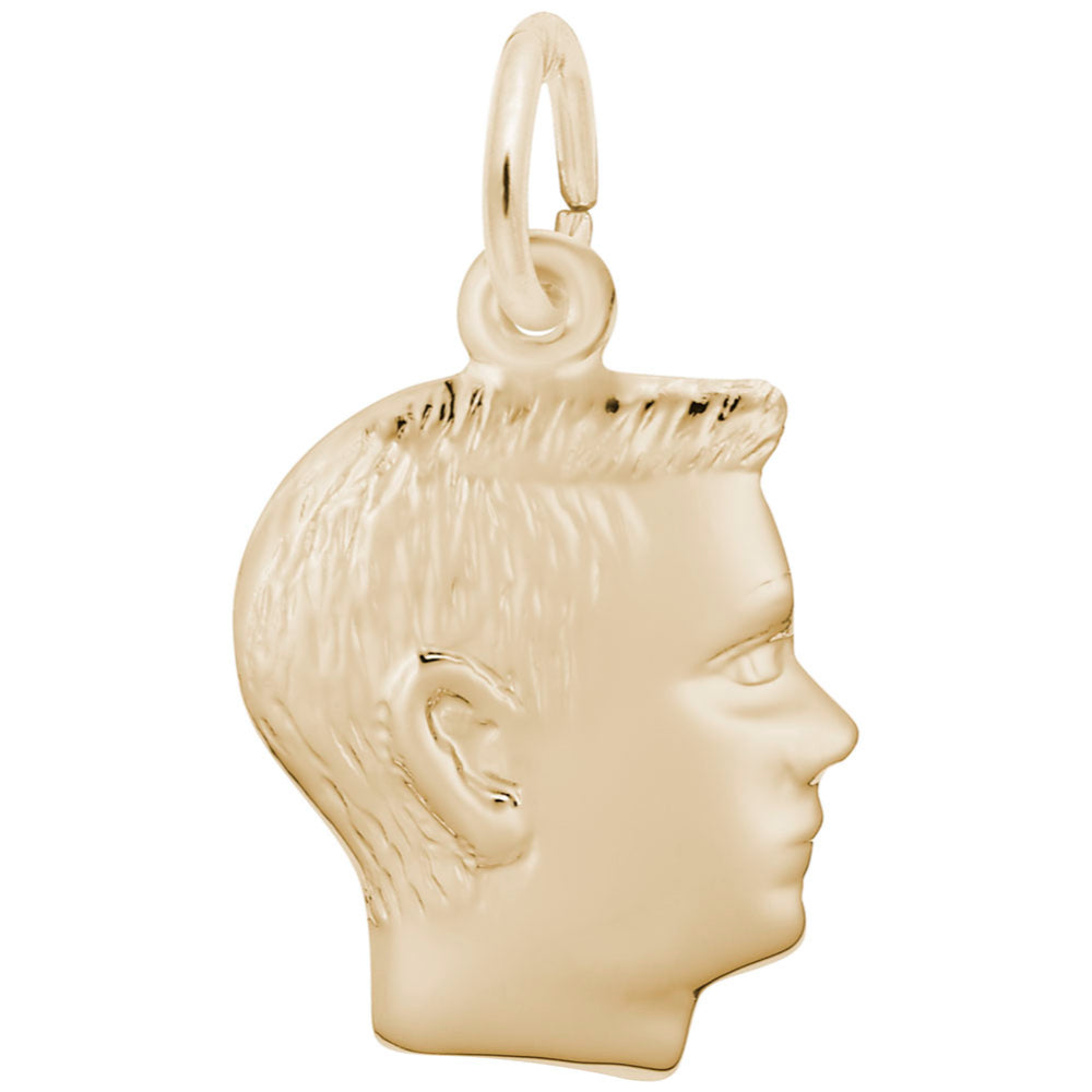 Gold Boy's Head Silhouette Charm on a white background