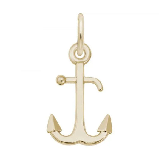 14k Gold Anchor Accent Charm