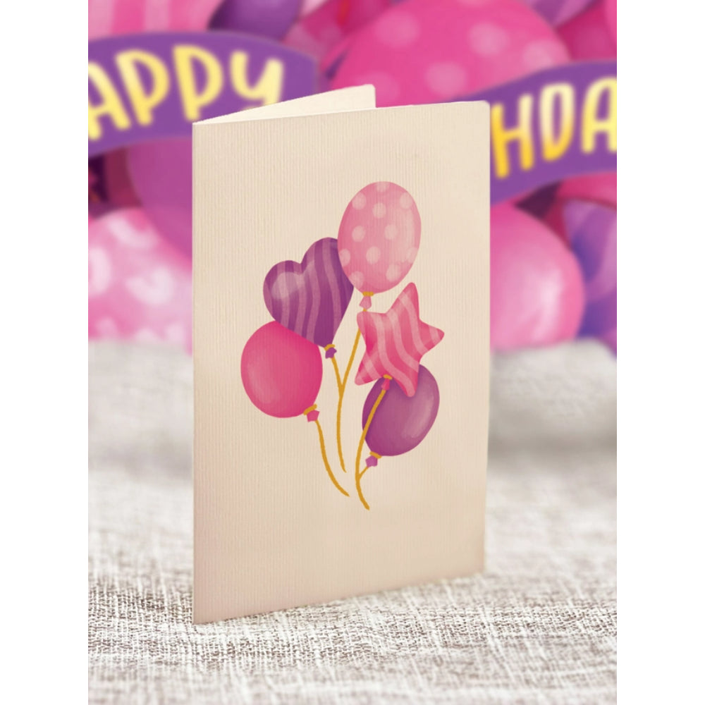 Mini Pink Birthday Balloons Greeting Cards