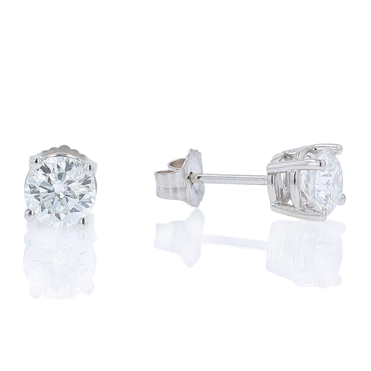 Estate 14k White Gold 1.25ct Diamond Stud Earrings