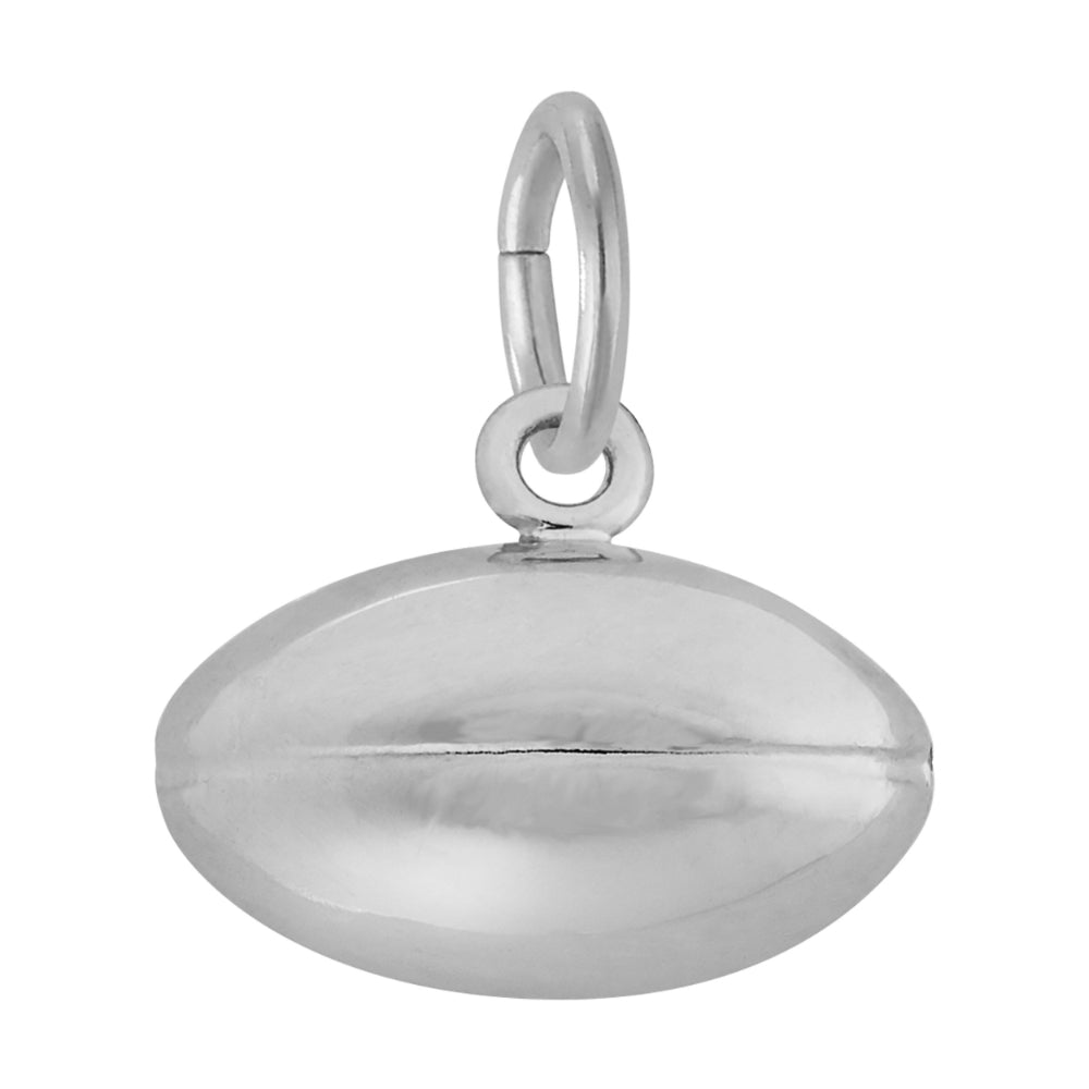 Back of Silver football charm on a white background
