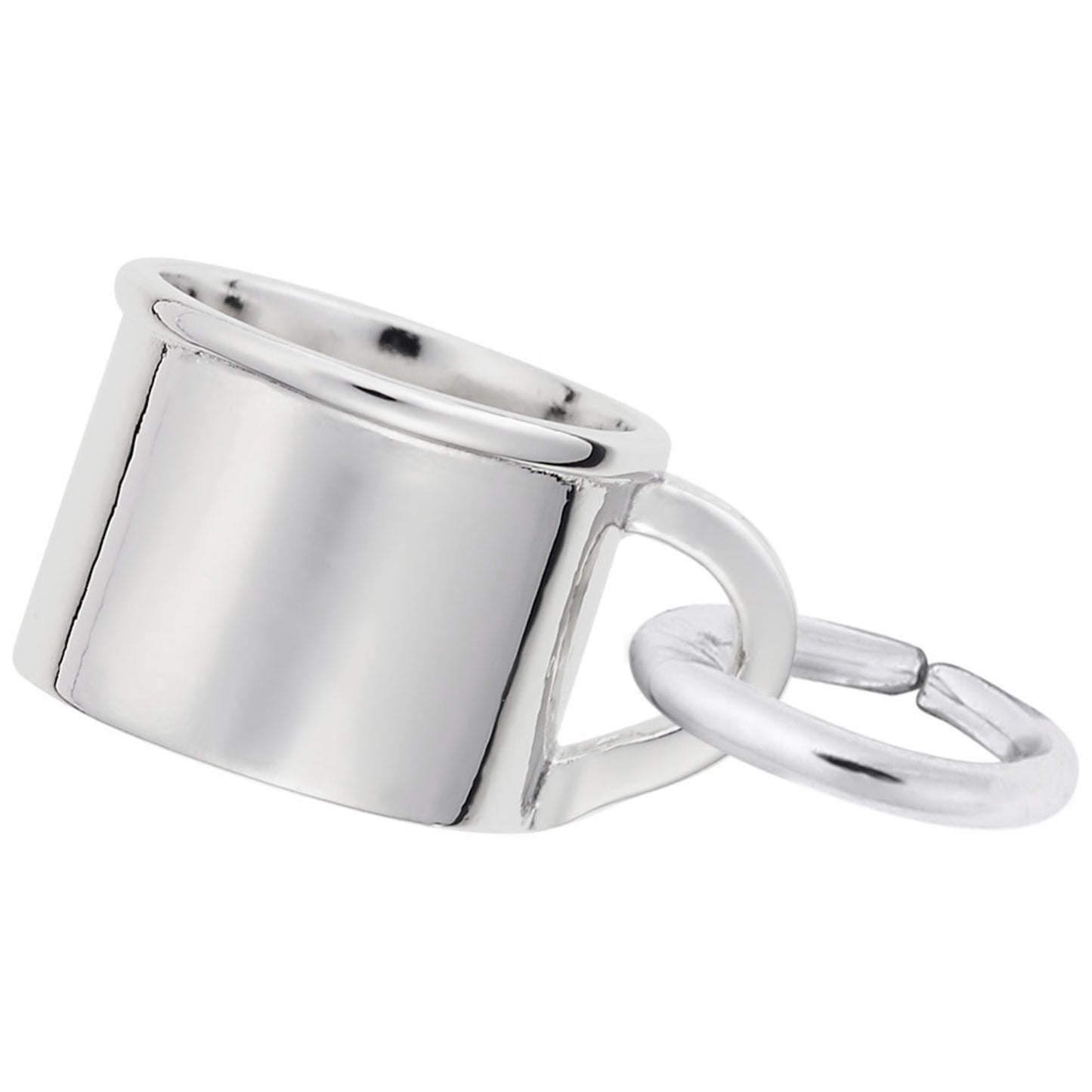 Silver baby cup charm on a white background