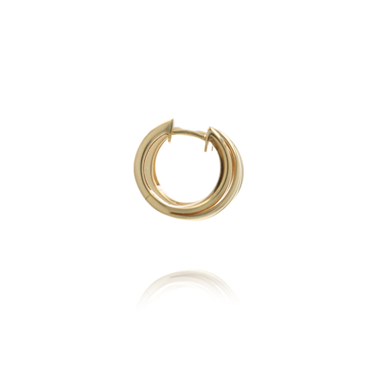 14k Yellow Gold 16mm Multi-Row Cross Over Hoop Earrings