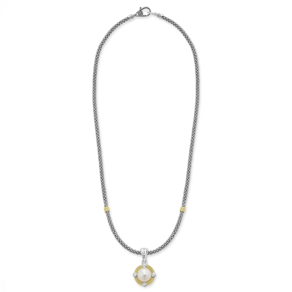 Necklace with a pearl pendant on a white background