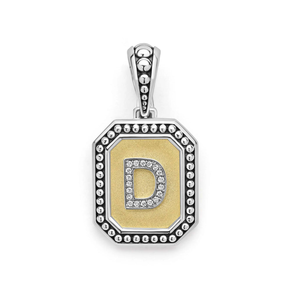 Lagos Signature Caviar Octagon Diamond Initial Pendant