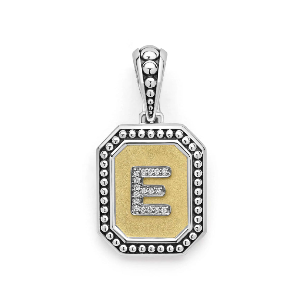 Lagos Signature Caviar Octagon Diamond Initial Pendant