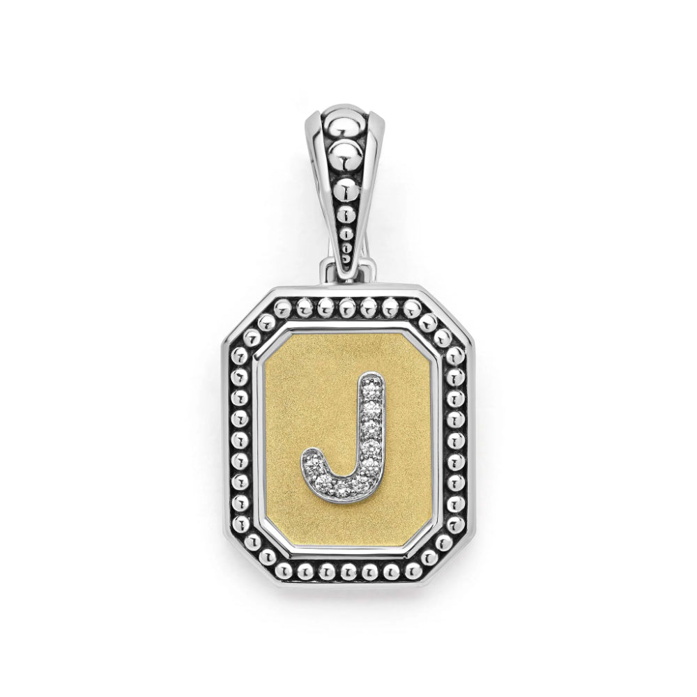 Lagos Signature Caviar Octagon Diamond Initial Pendant