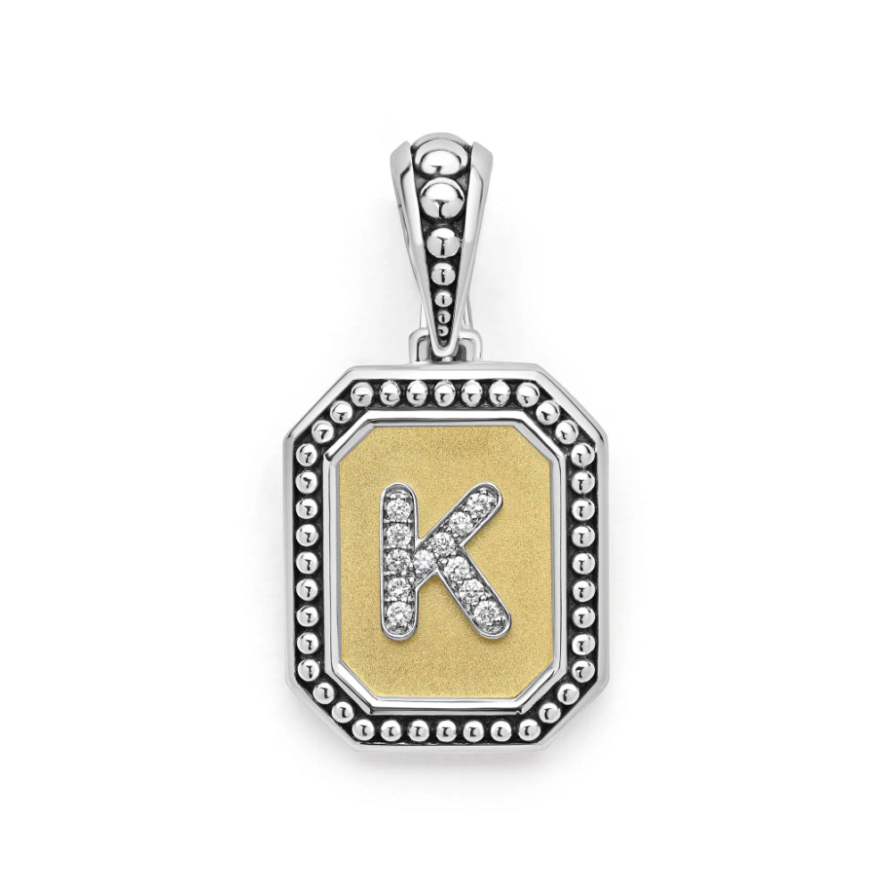 Lagos Signature Caviar Octagon Diamond Initial Pendant