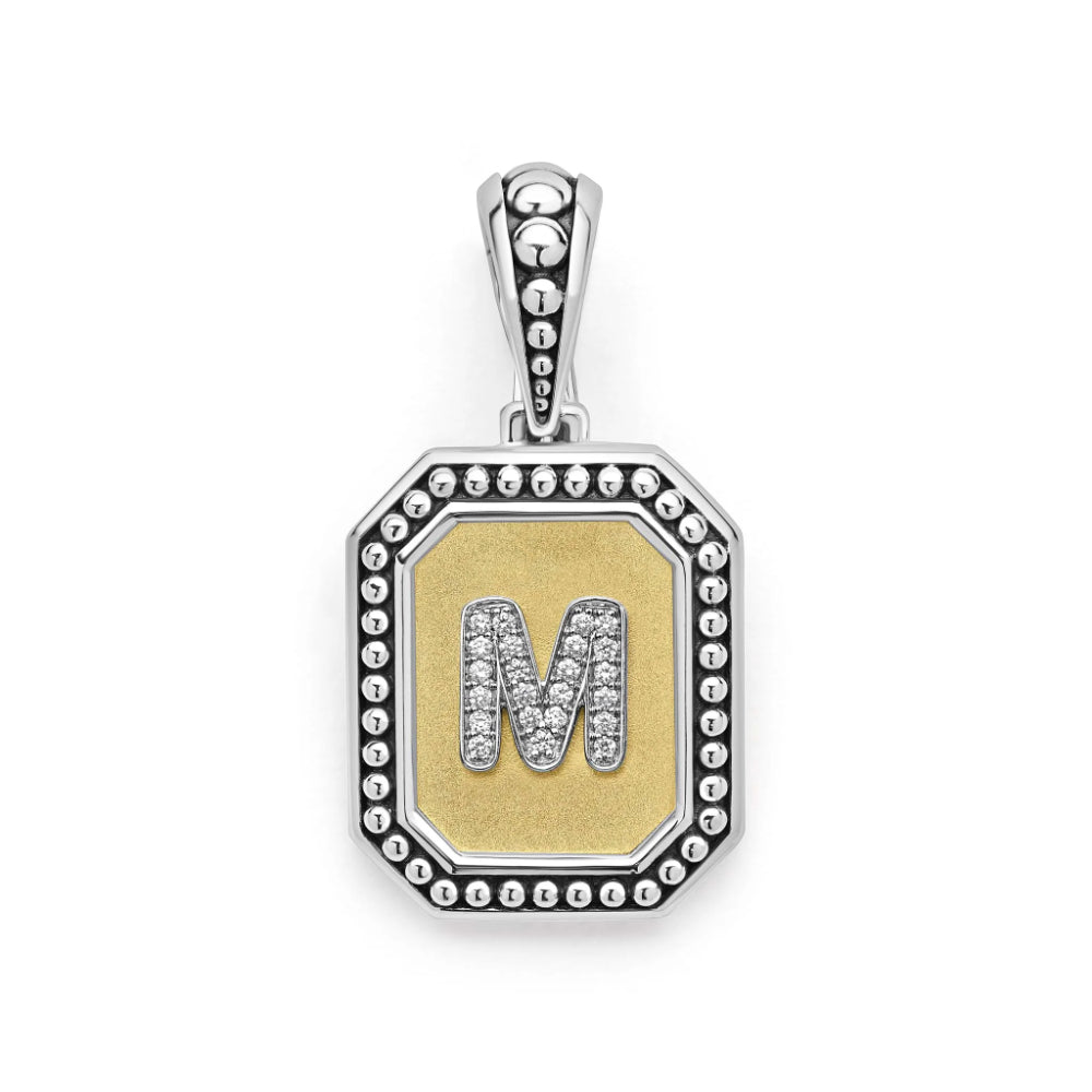 Lagos Signature Caviar Octagon Diamond Initial Pendant