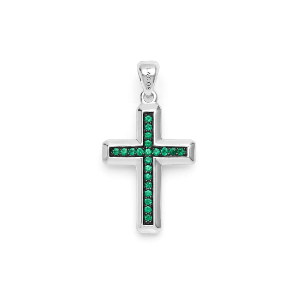 Lagos Anthem Sterling Silver and Emerald Cross Amulet