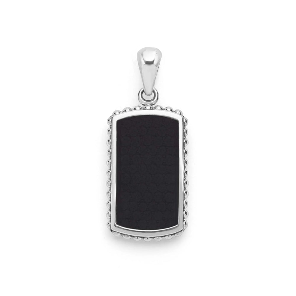 Lagos Anthem Sterling Silver and Black Agate Tag Amulet