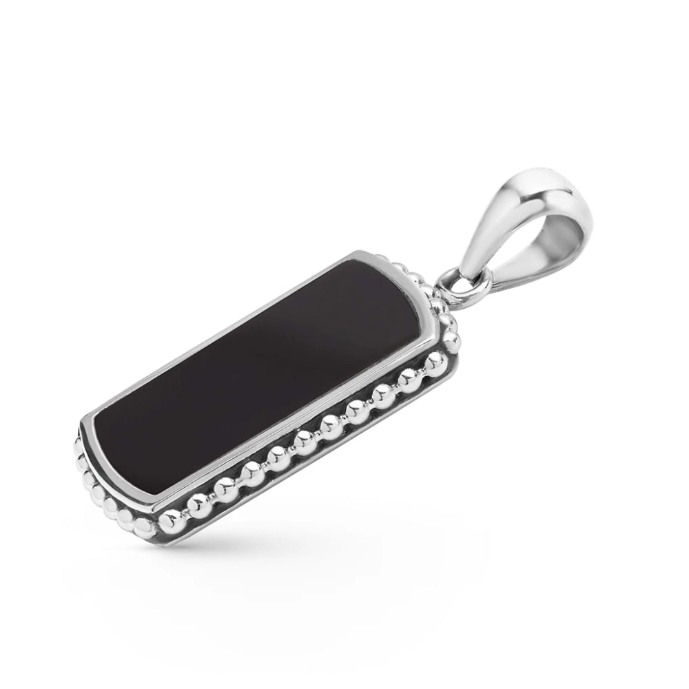 Lagos Anthem Sterling Silver and Black Agate Tag Amulet
