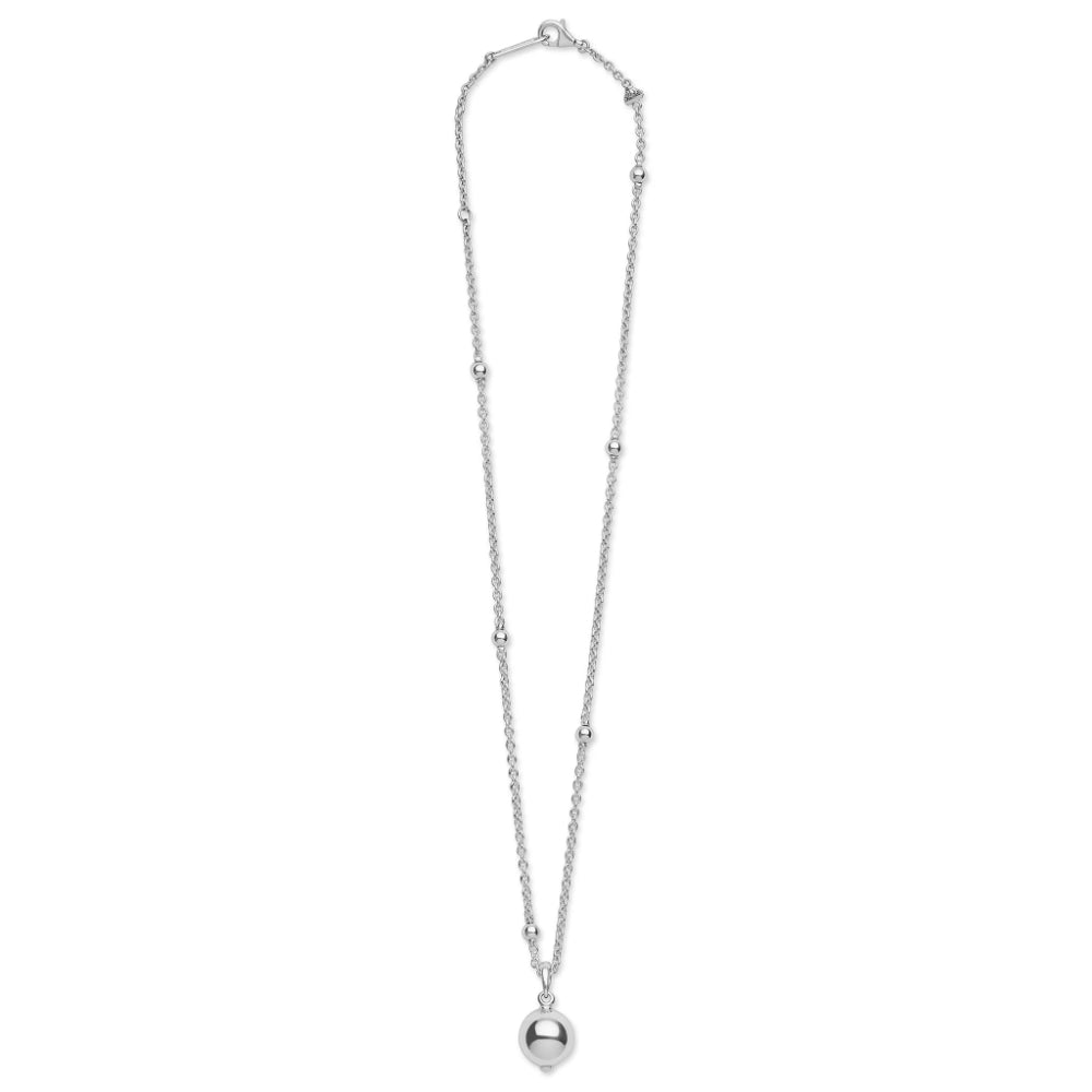 Adjustable 16-18"inch chain with six evenly spaced ball stations and a 2 mm bubble pendant 